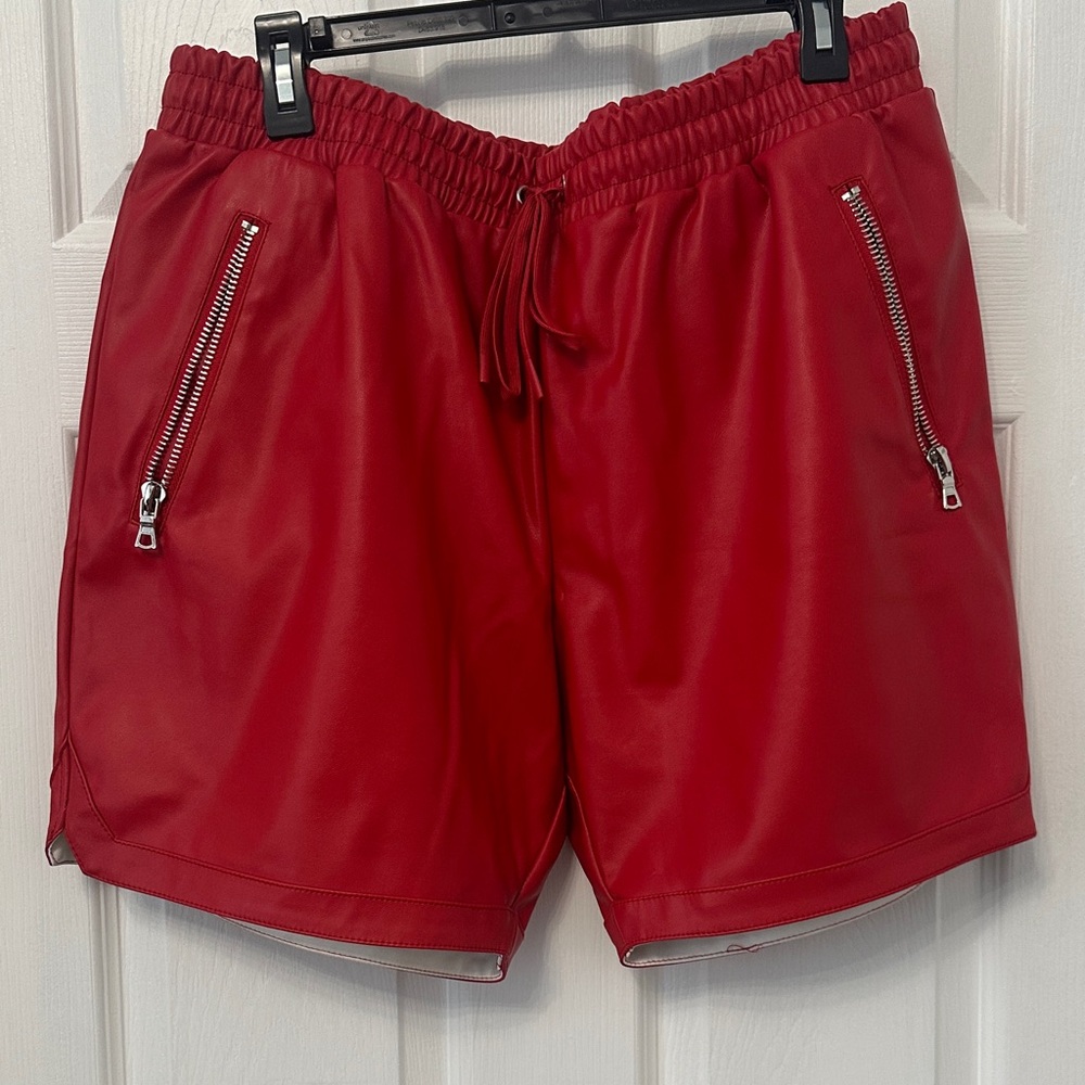 Red Zippered Athletic Shorts